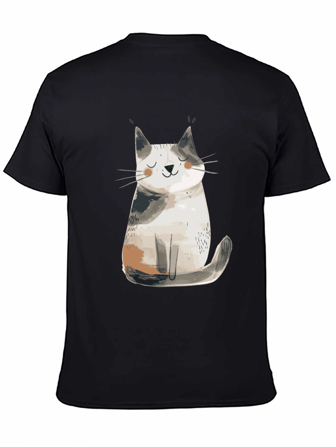 Cute Cat Graphic T-Shirt - Black