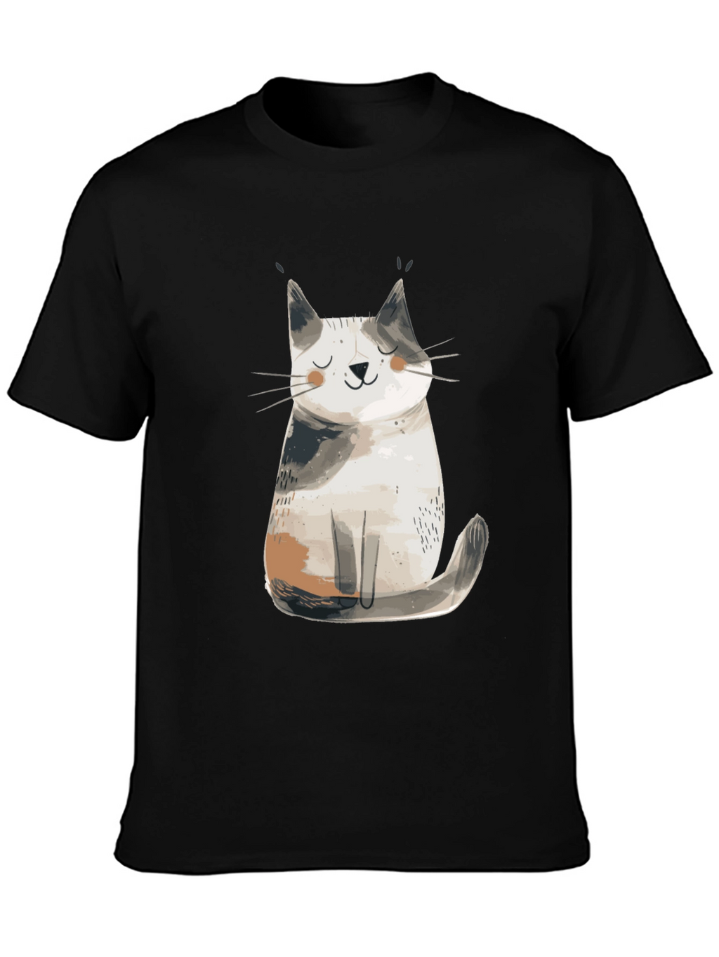 Cute Cat Graphic T-Shirt - Black
