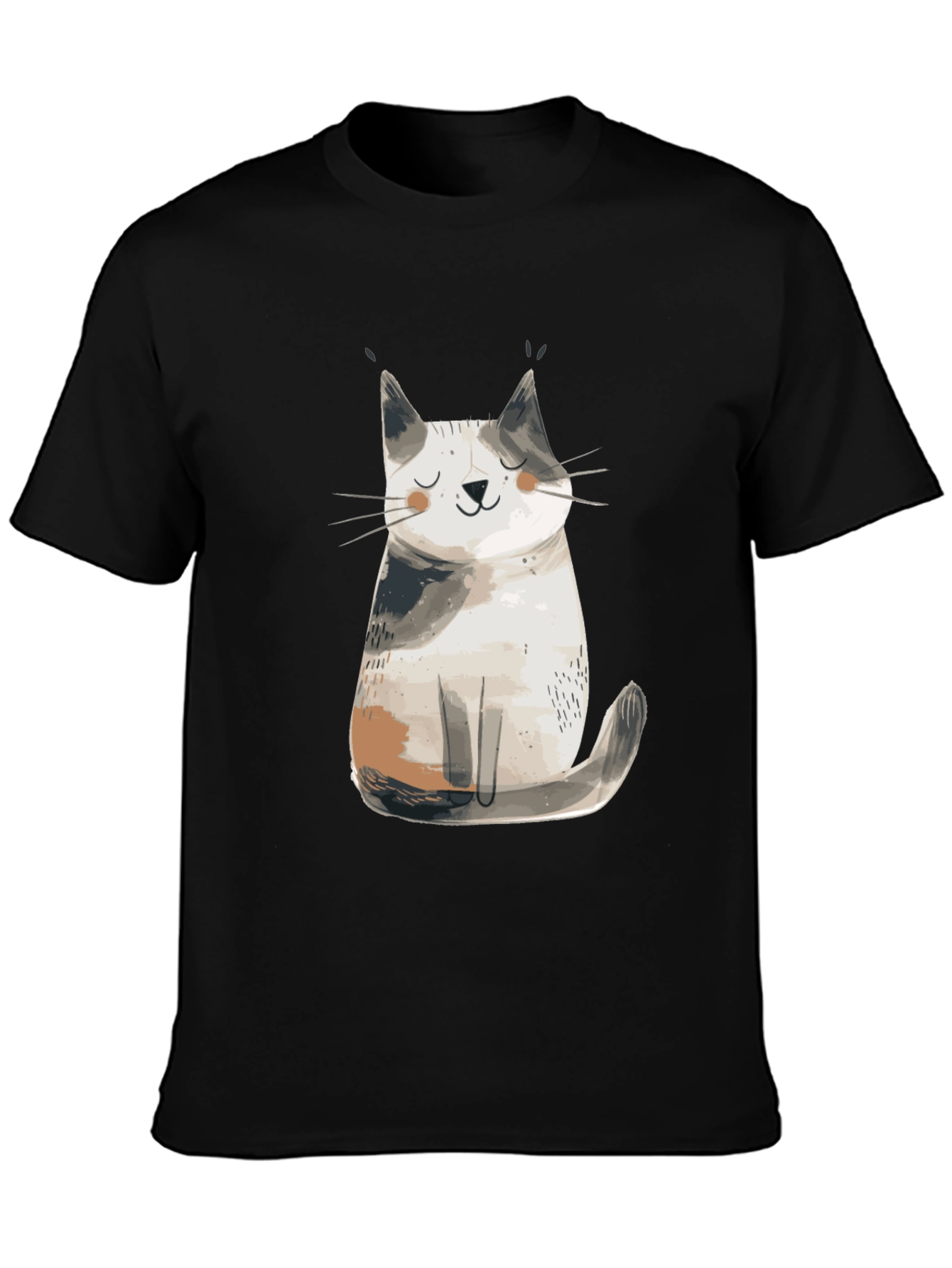 Cute Cat Graphic T-Shirt - Black