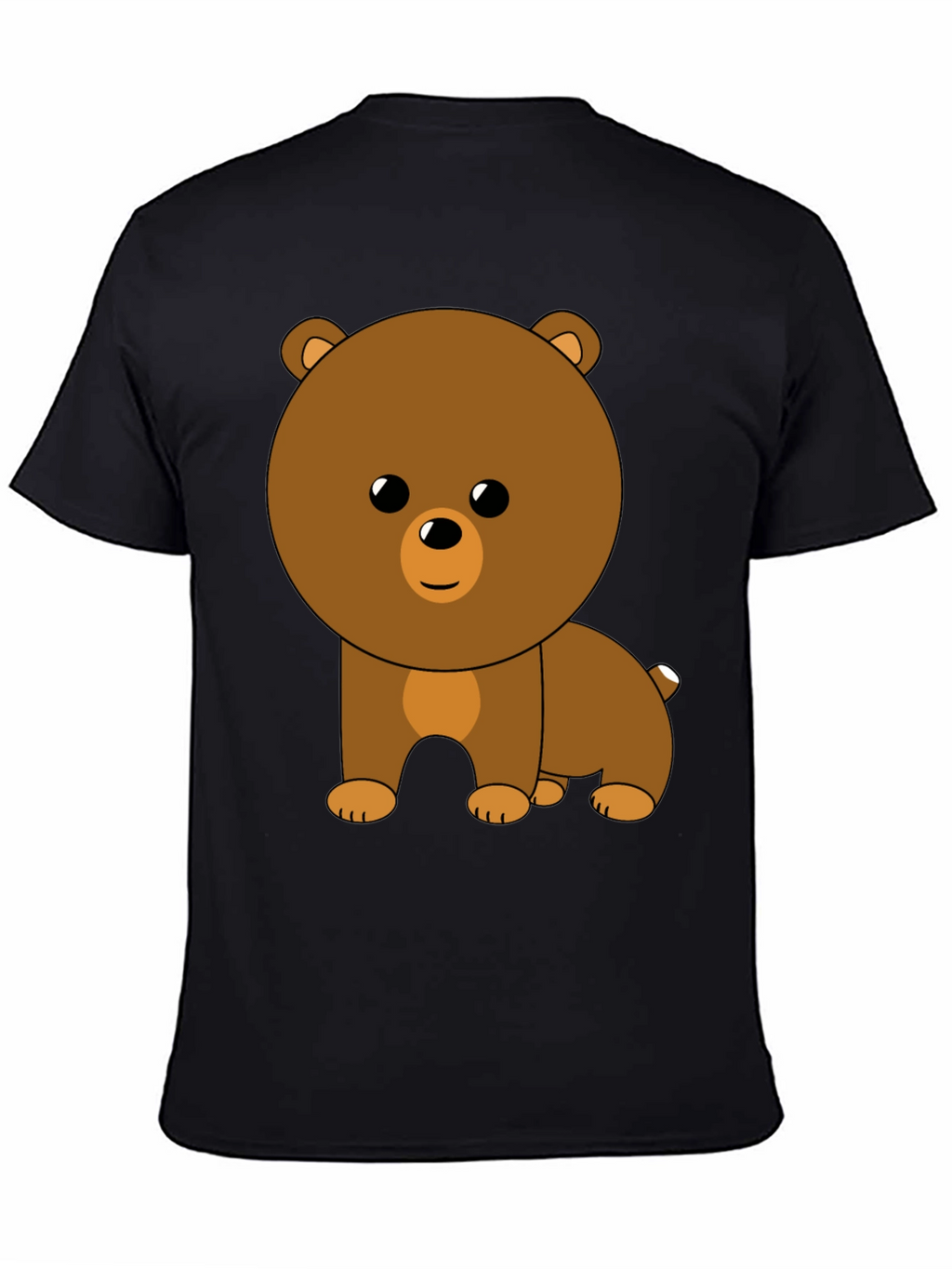 Cute Cartoon Bear Graphic Black T-Shirt