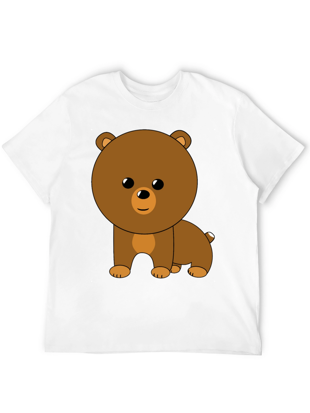 Cute Cartoon Bear Graphic Black T-Shirt