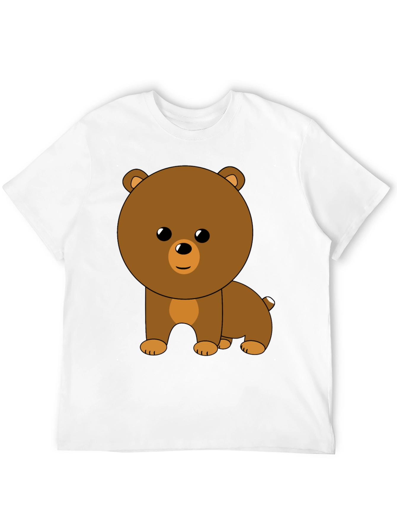 Cute Cartoon Bear Graphic Black T-Shirt