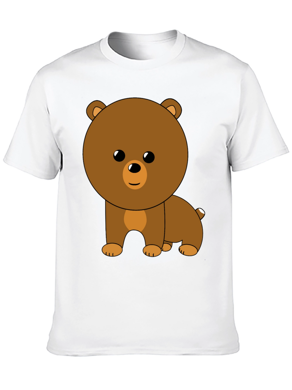 Cute Cartoon Bear Graphic Black T-Shirt