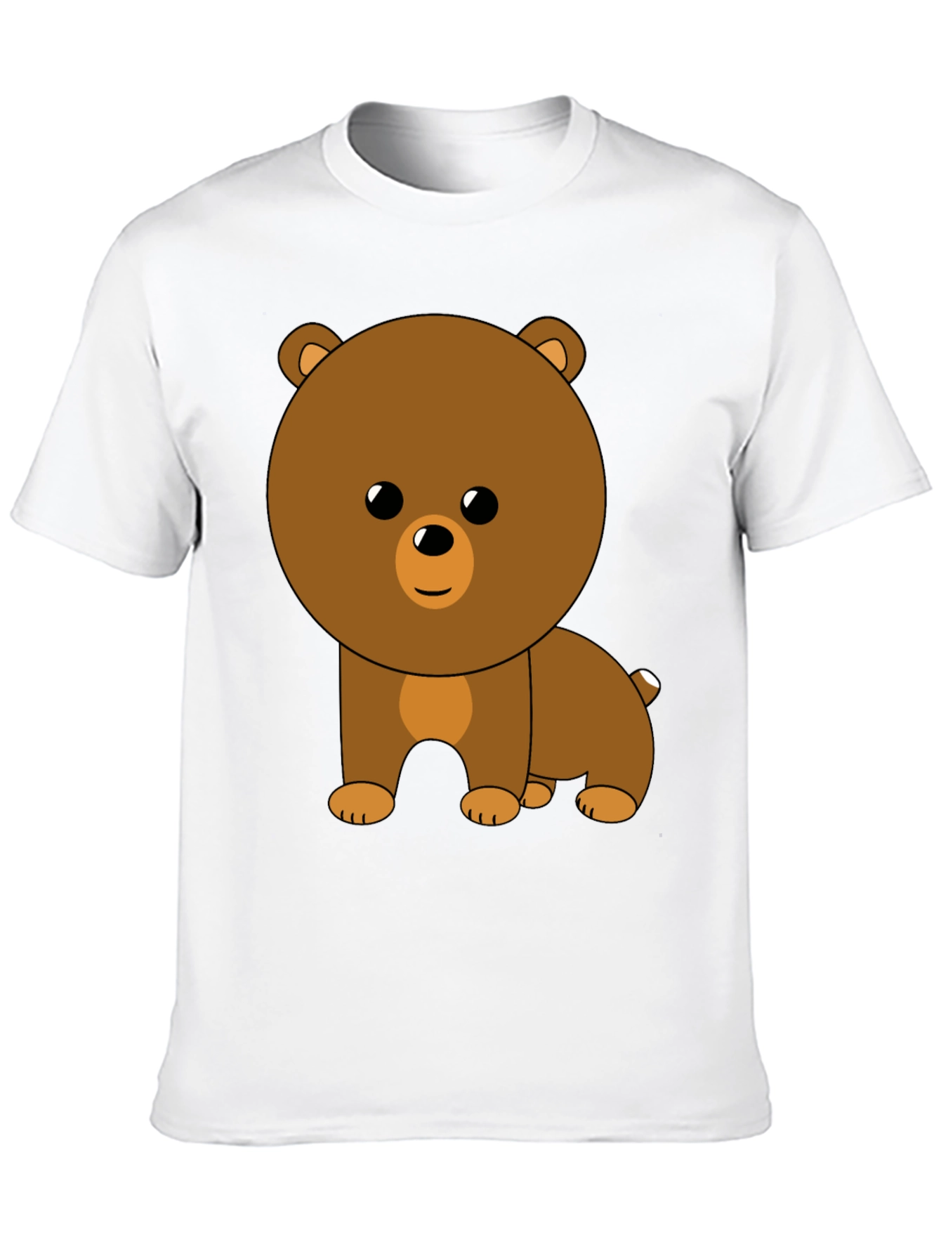 Cute Cartoon Bear Graphic Black T-Shirt