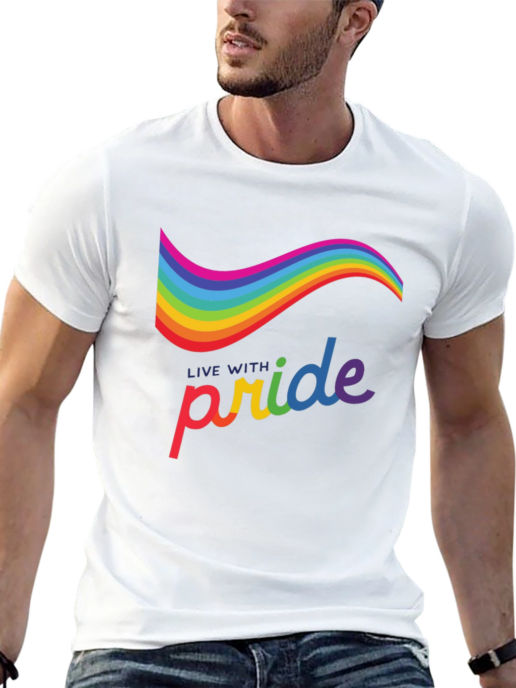 Live with Pride Rainbow Graphic Tee - Black