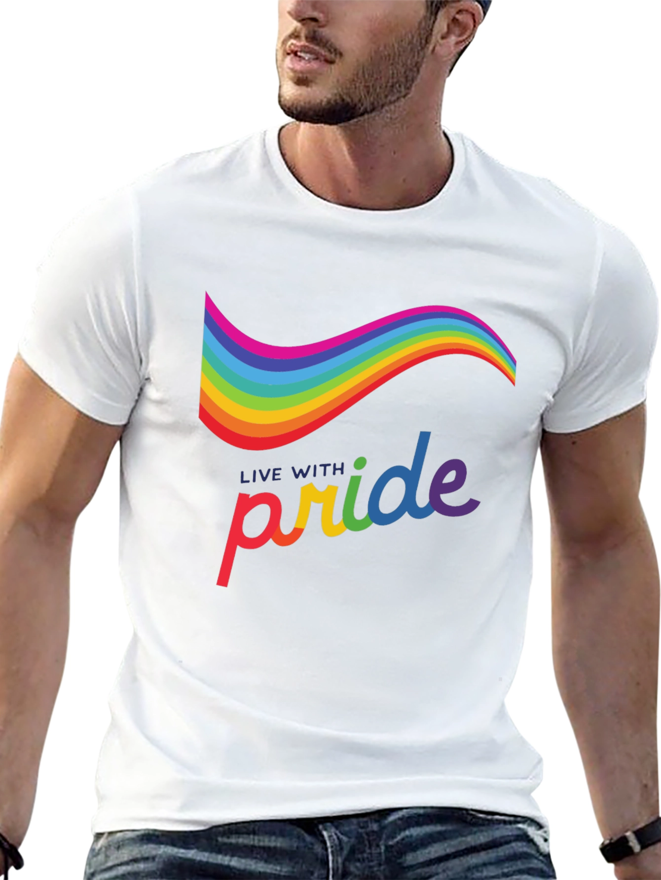 Live with Pride Rainbow Graphic Tee - Black