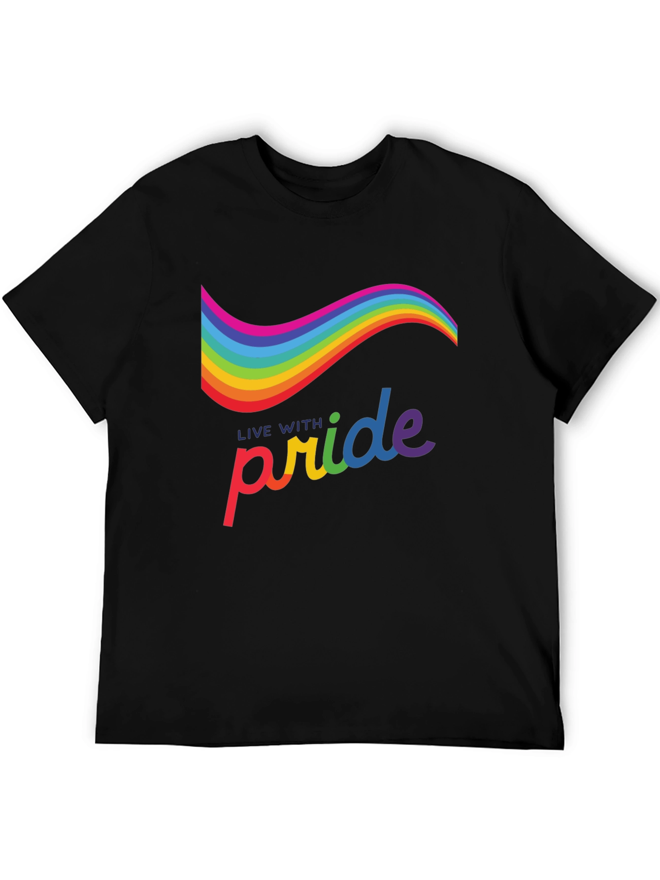 Live with Pride Rainbow Graphic Tee - Black