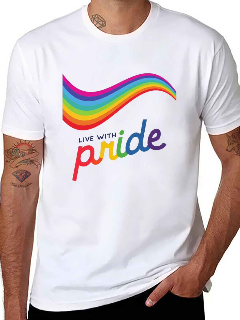Live with Pride Rainbow Graphic Tee - Black
