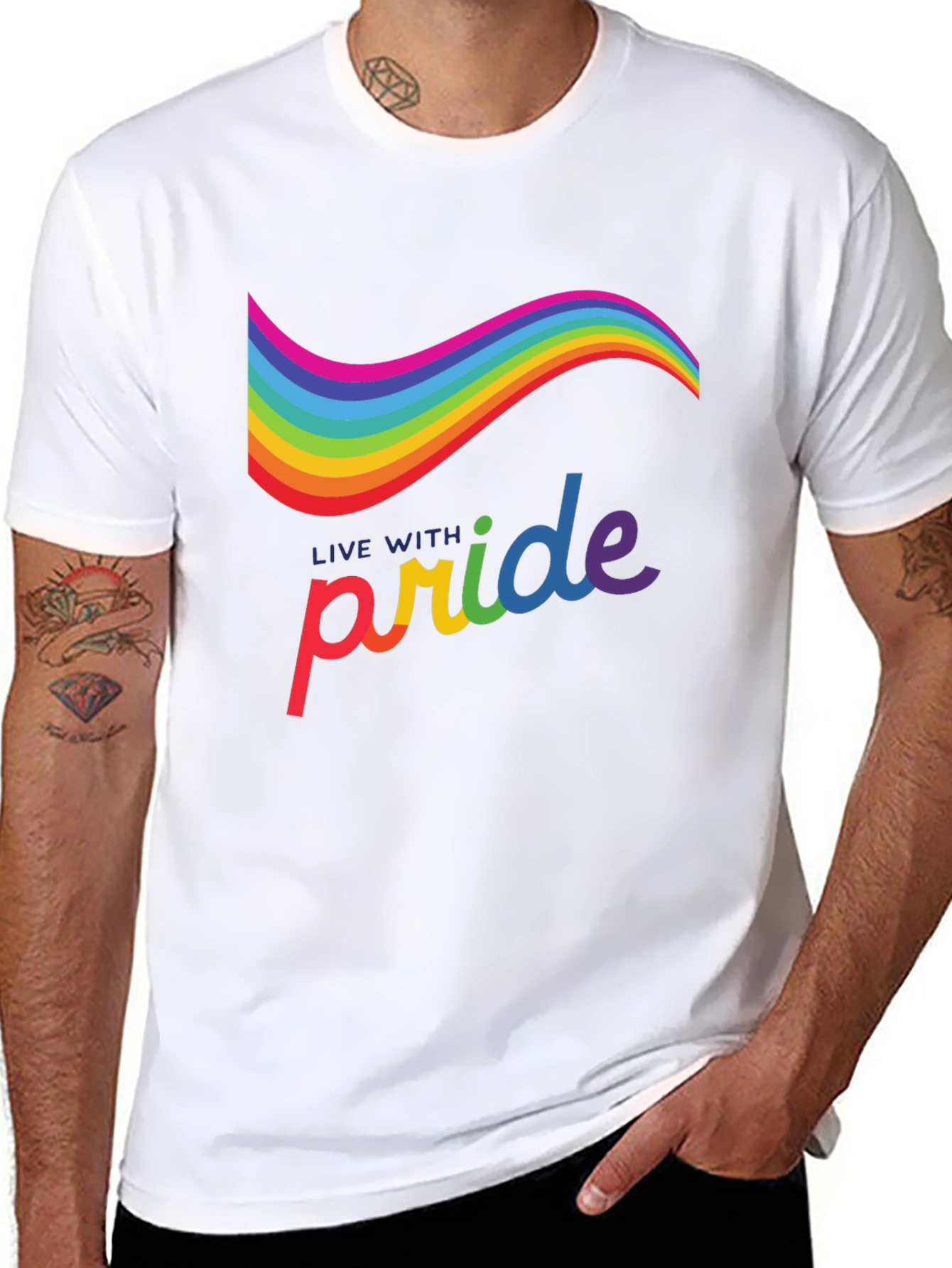 Live with Pride Rainbow Graphic Tee - Black