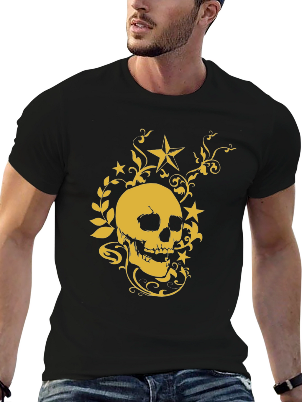 Skull & Star Graphic Tee - Stylish Black T-Shirt