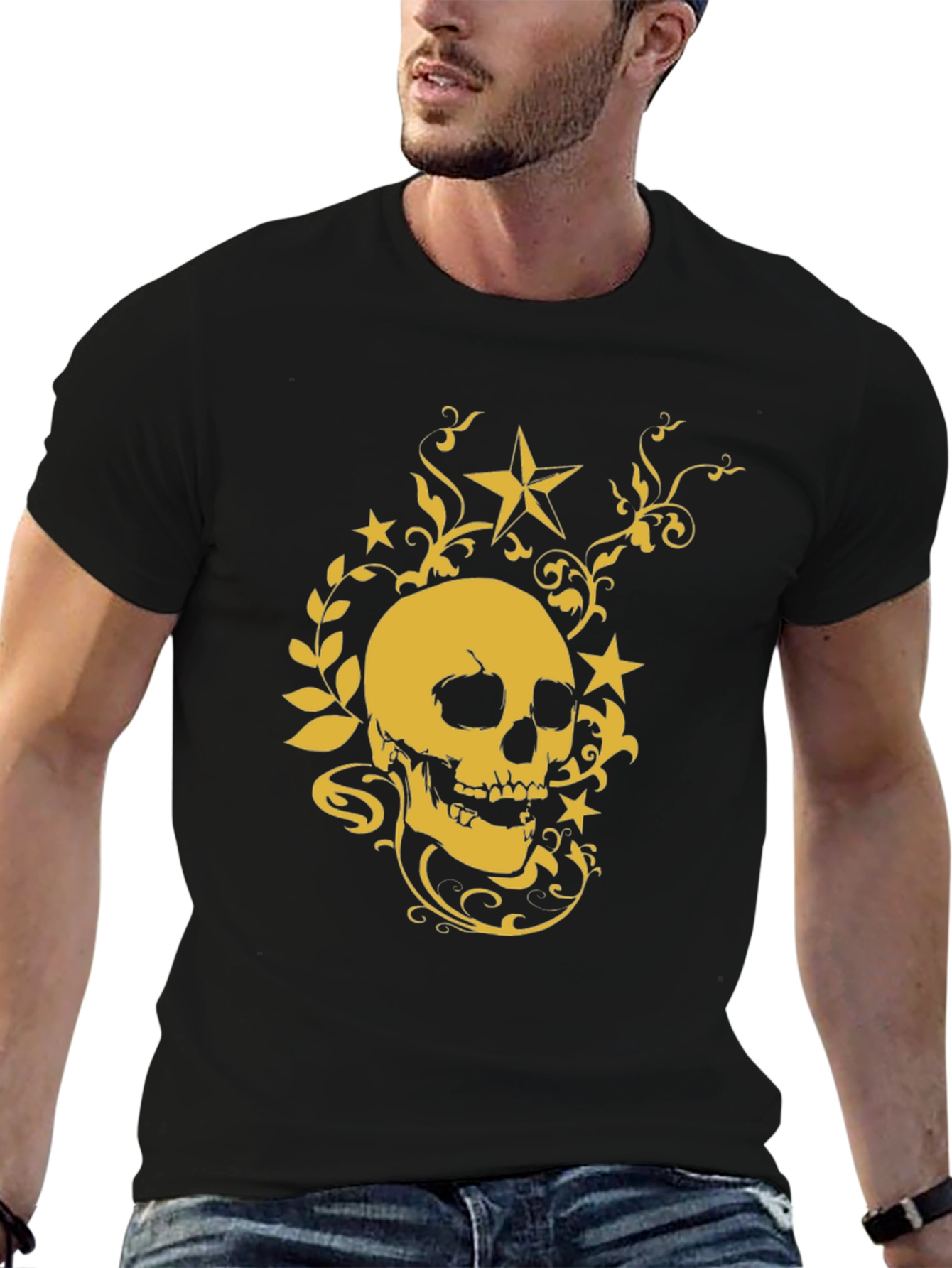 Skull & Star Graphic Tee - Stylish Black T-Shirt