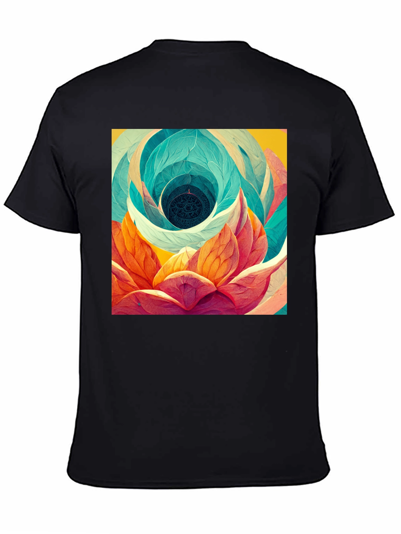 Abstract Lotus Flower Graphic Print T-Shirt