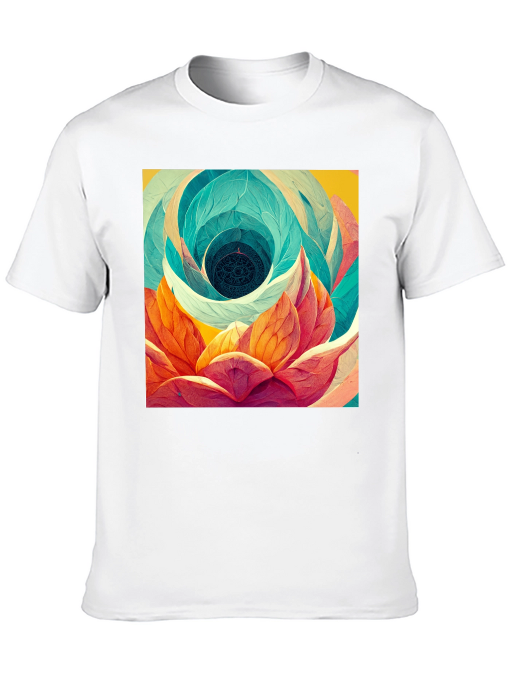 Abstract Lotus Flower Graphic Print T-Shirt