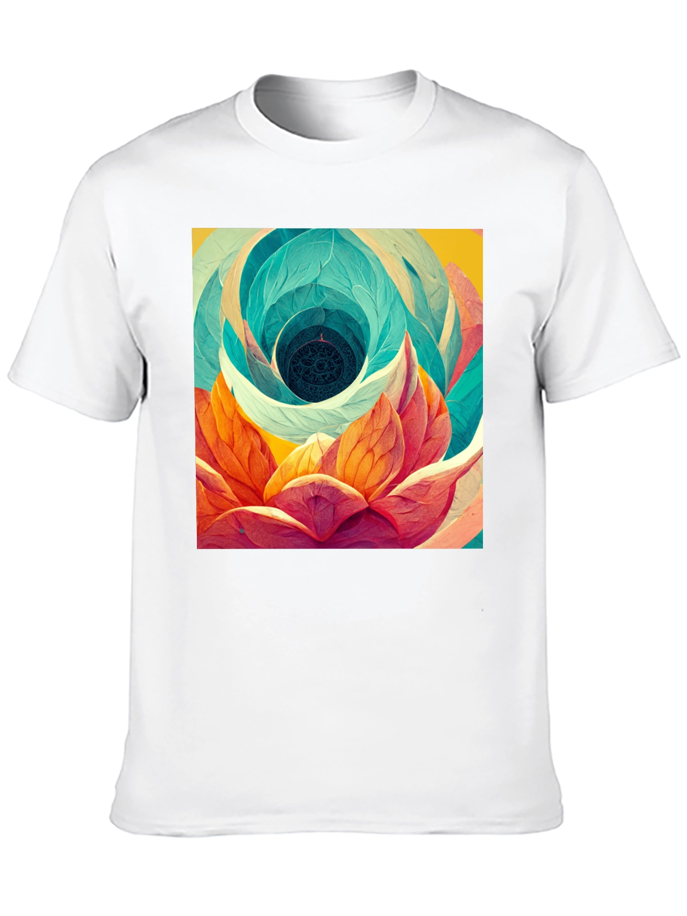 Abstract Lotus Flower Graphic Print T-Shirt