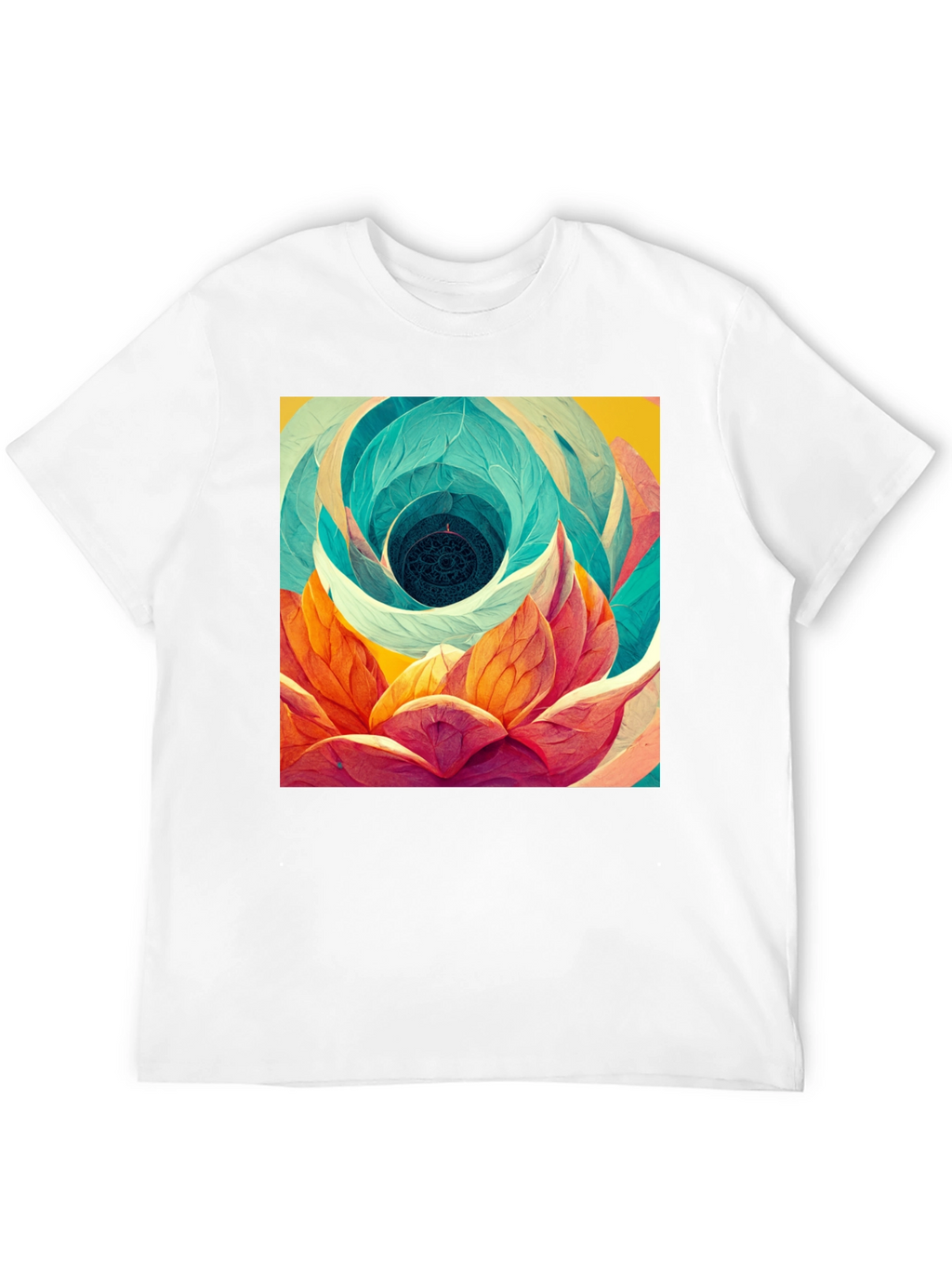 Abstract Lotus Flower Graphic Print T-Shirt