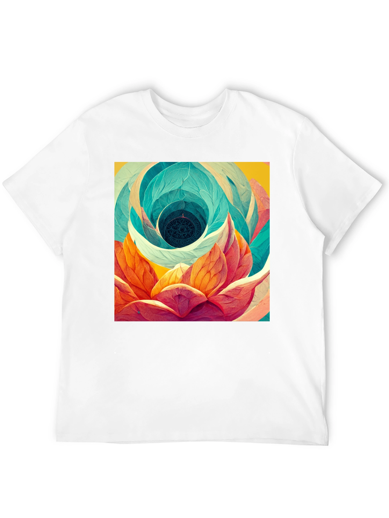 Abstract Lotus Flower Graphic Print T-Shirt