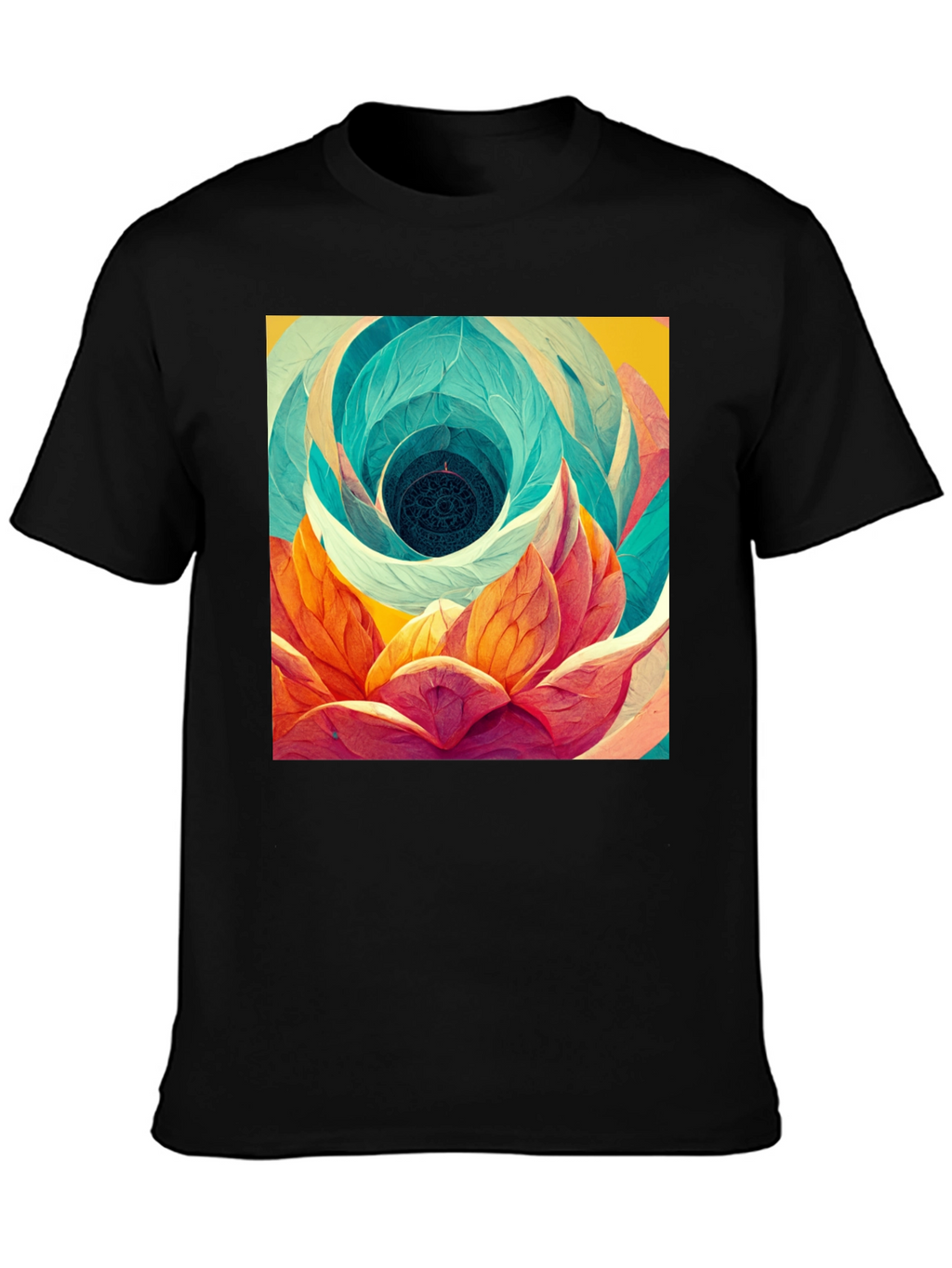 Abstract Lotus Flower Graphic Print T-Shirt