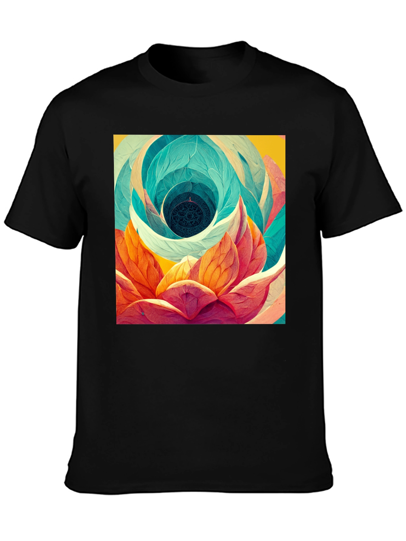 Abstract Lotus Flower Graphic Print T-Shirt