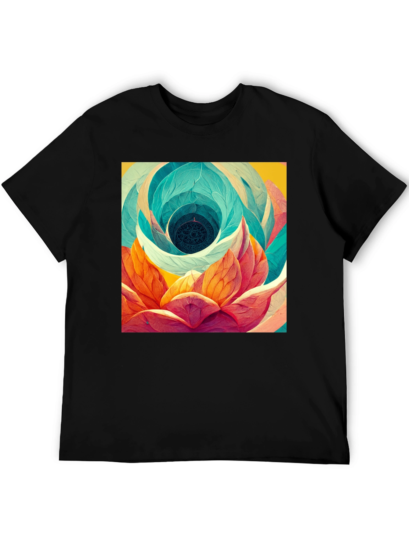 Abstract Lotus Flower Graphic Print T-Shirt