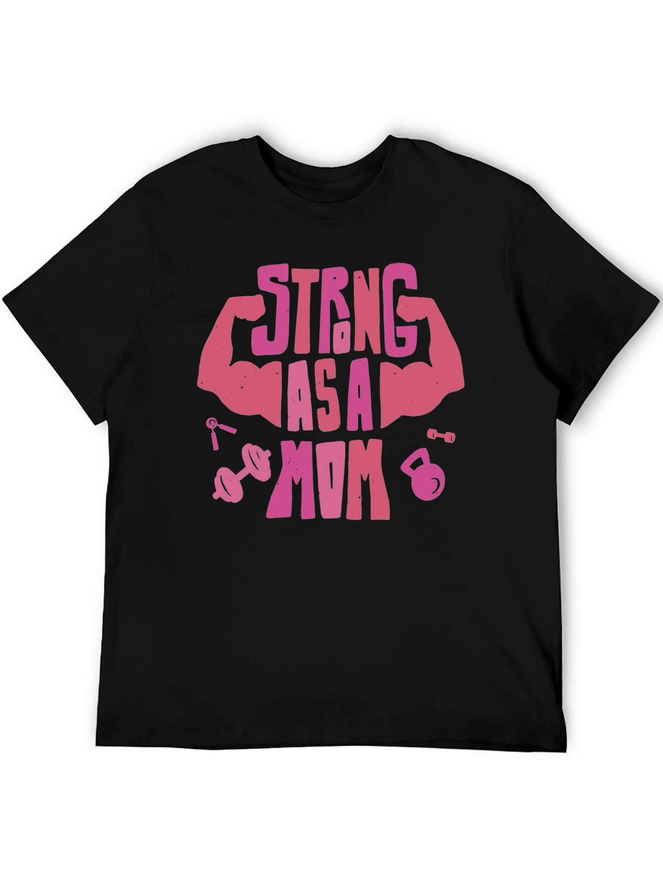 Strong As A Mom Pink Graphic T-Shirt
