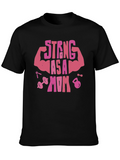 Strong As A Mom Pink Graphic T-Shirt