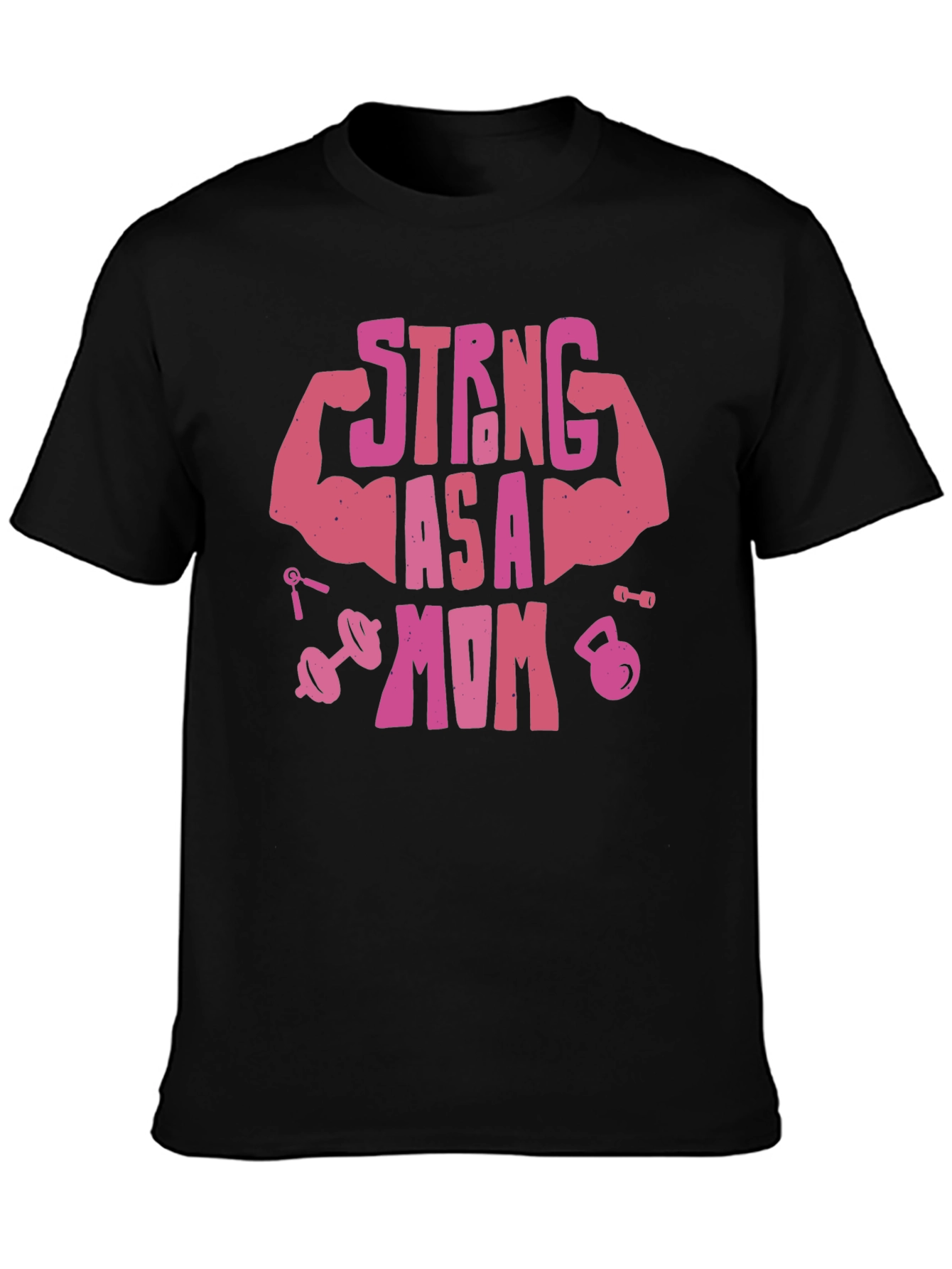 Strong As A Mom Pink Graphic T-Shirt