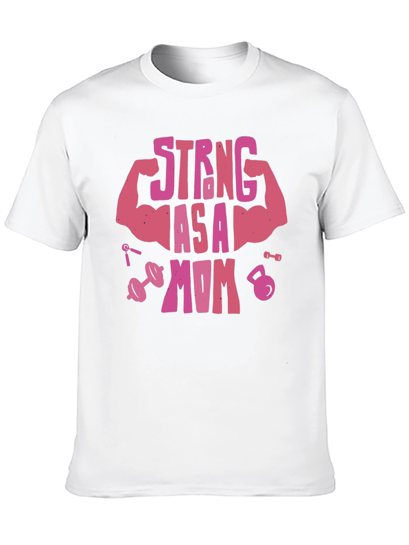 Strong As A Mom Pink Graphic T-Shirt
