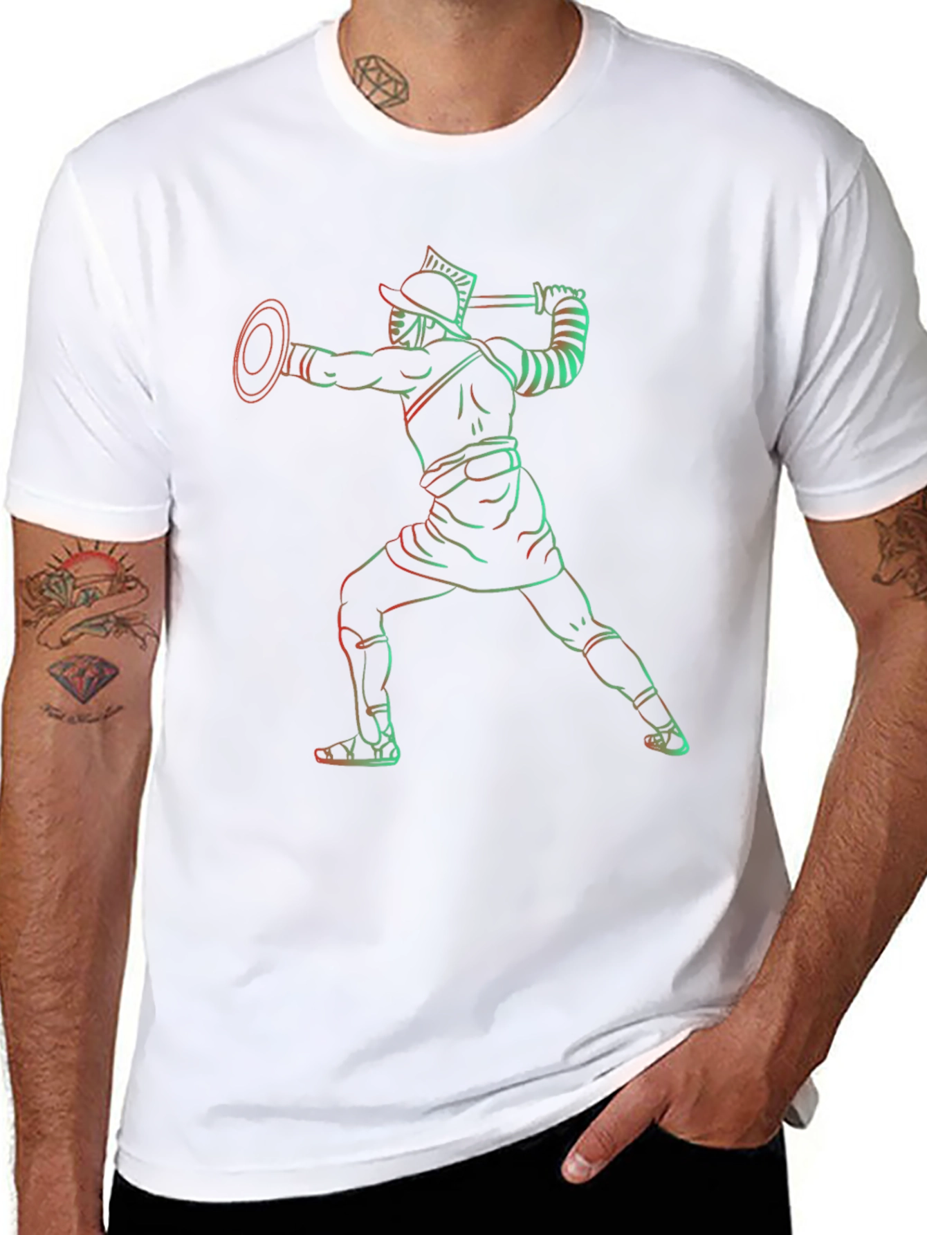 Gladiator Outline Graphic Tee - Black