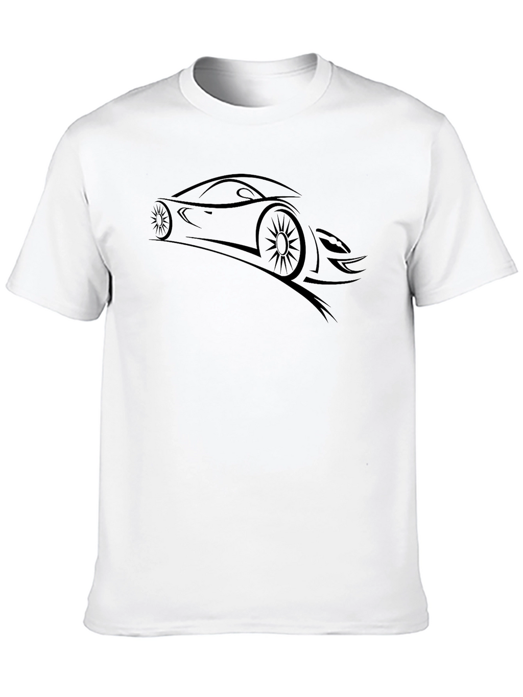 Sleek Car Graphic Tee - Black Cotton Comfort