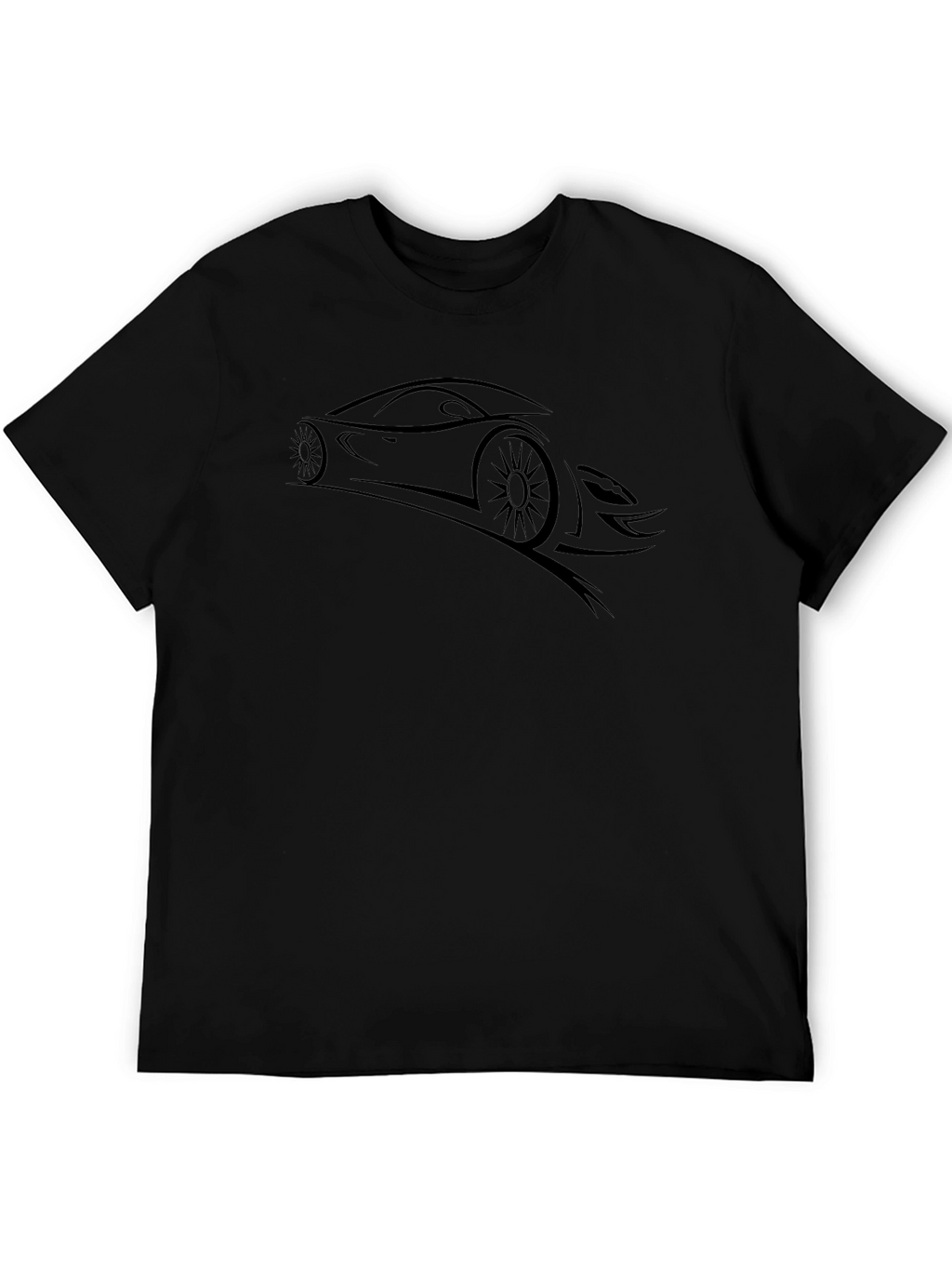 Sleek Car Graphic Tee - Black Cotton Comfort