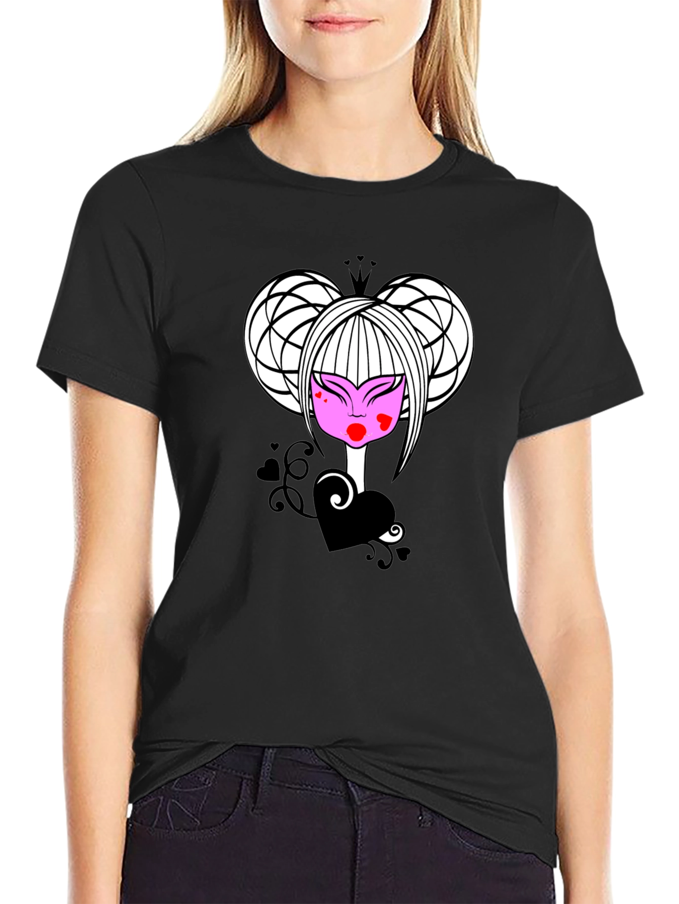 Queen of Hearts Graphic Tee - Black