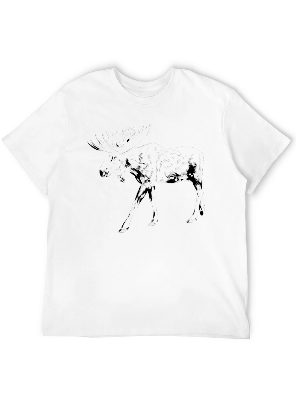 Black Graphic Tee - Dark Moose Silhouette Design