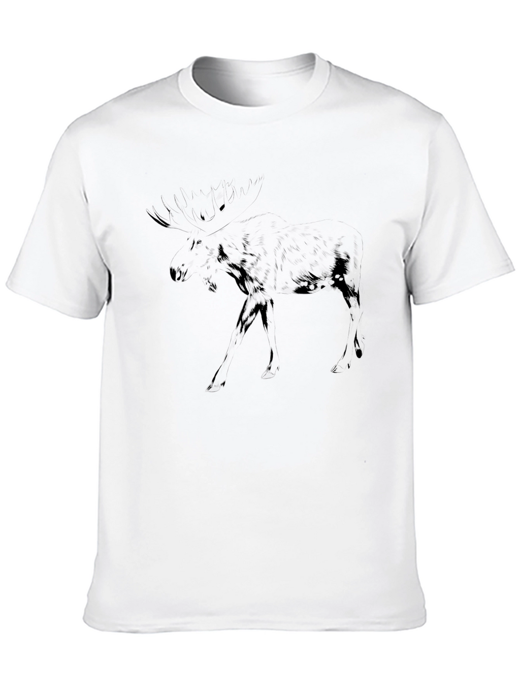 Black Graphic Tee - Dark Moose Silhouette Design
