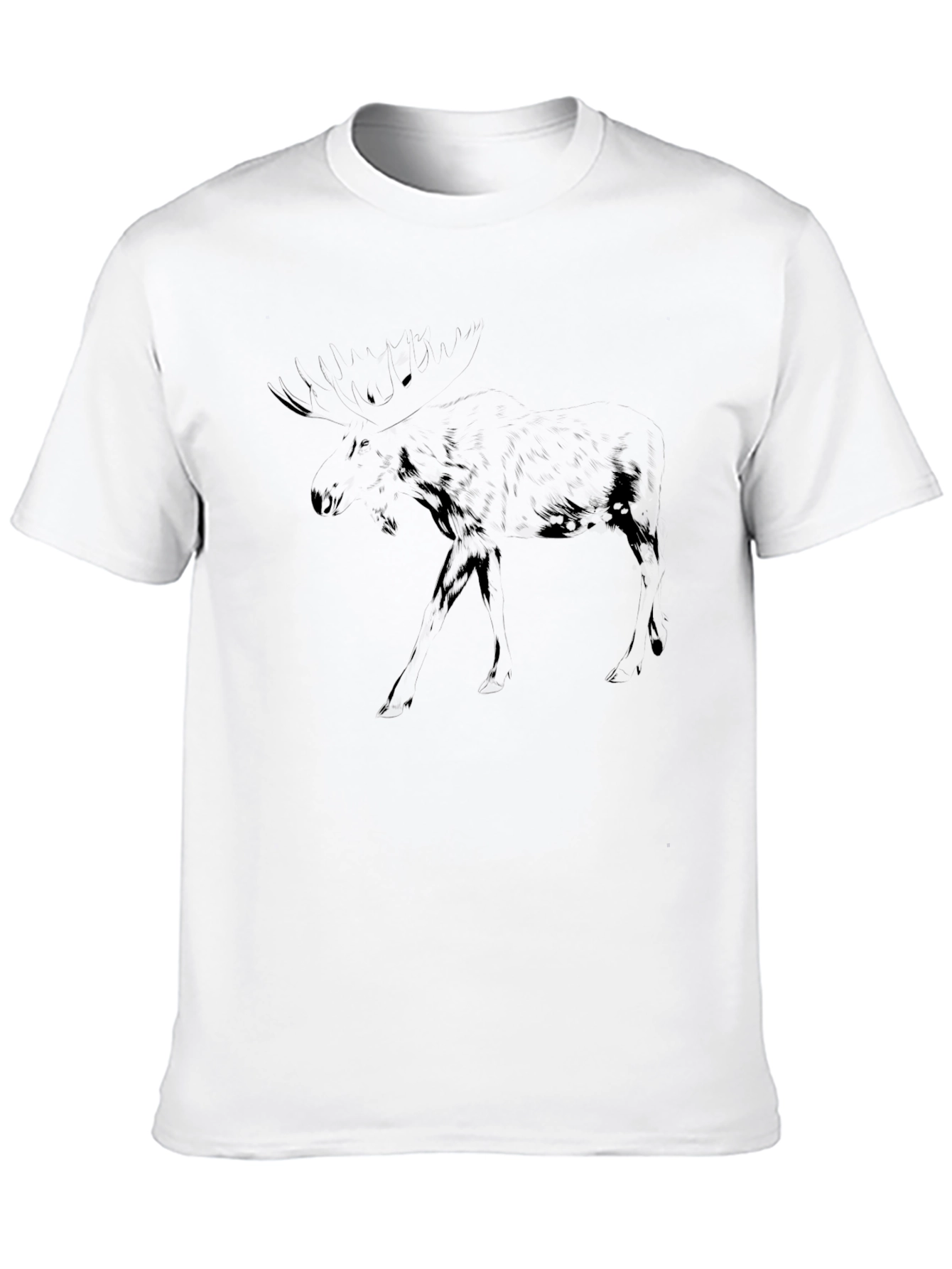 Black Graphic Tee - Dark Moose Silhouette Design