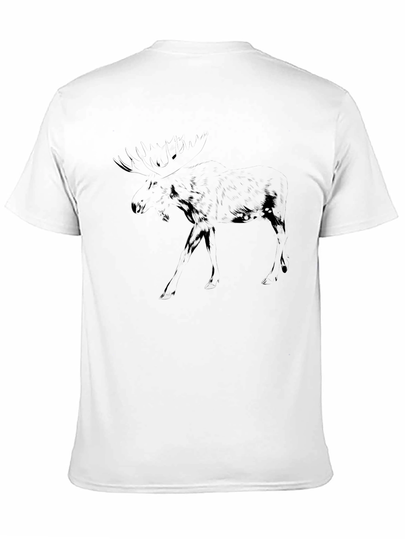Black Graphic Tee - Dark Moose Silhouette Design
