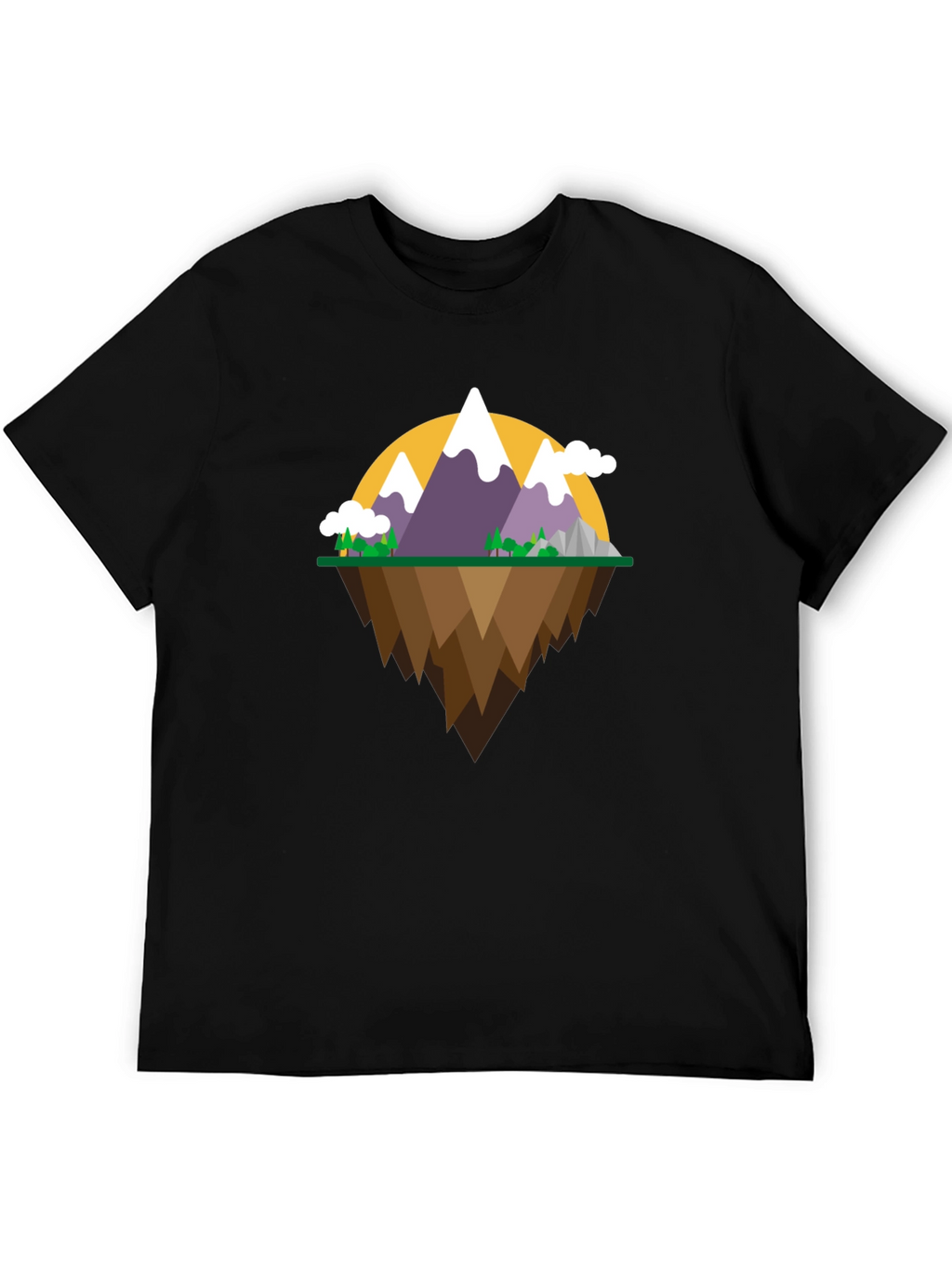 Mountain Island Graphic Tee - Black Cotton Shirt