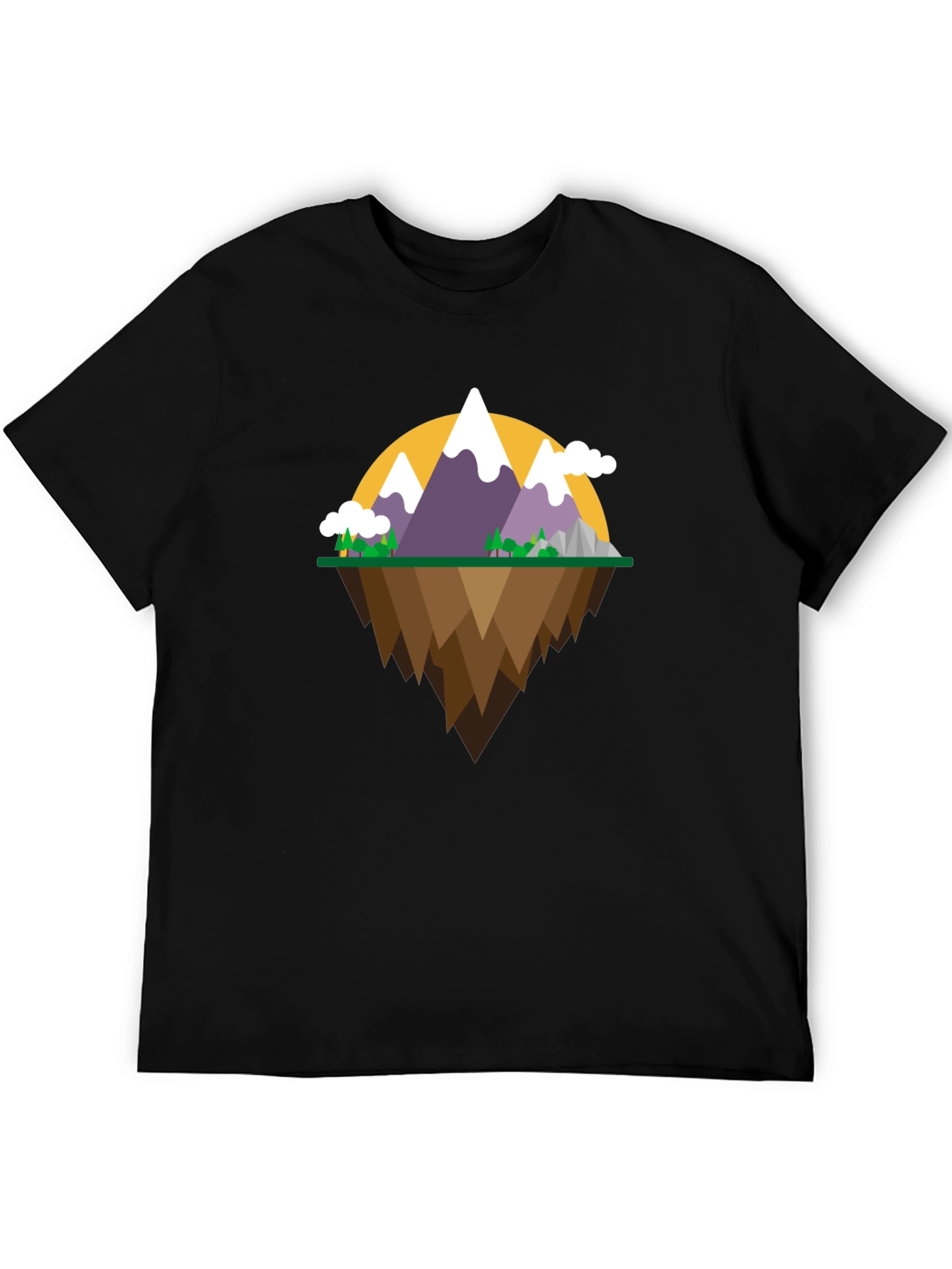 Mountain Island Graphic Tee - Black Cotton Shirt
