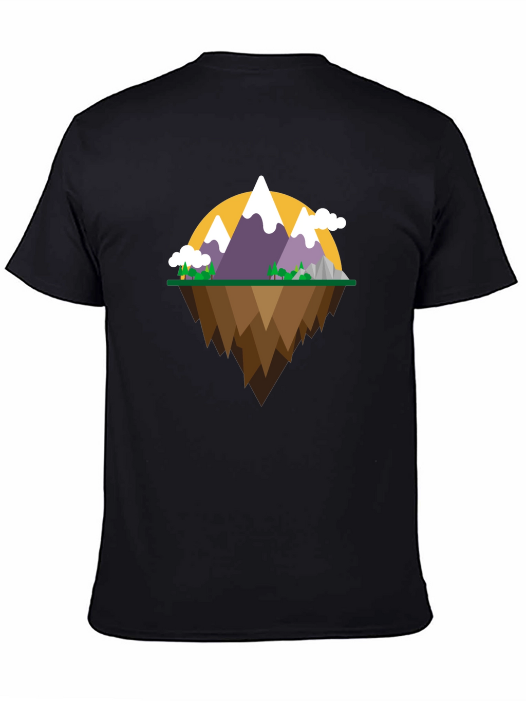 Mountain Island Graphic Tee - Black Cotton Shirt