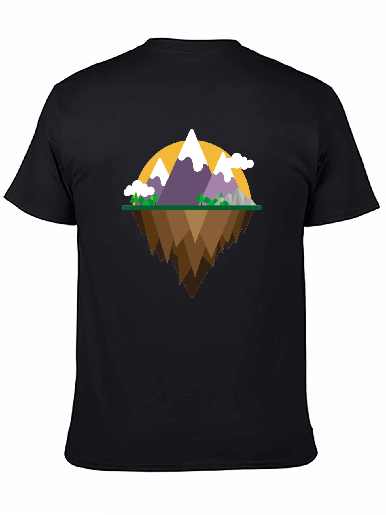 Mountain Island Graphic Tee - Black Cotton Shirt