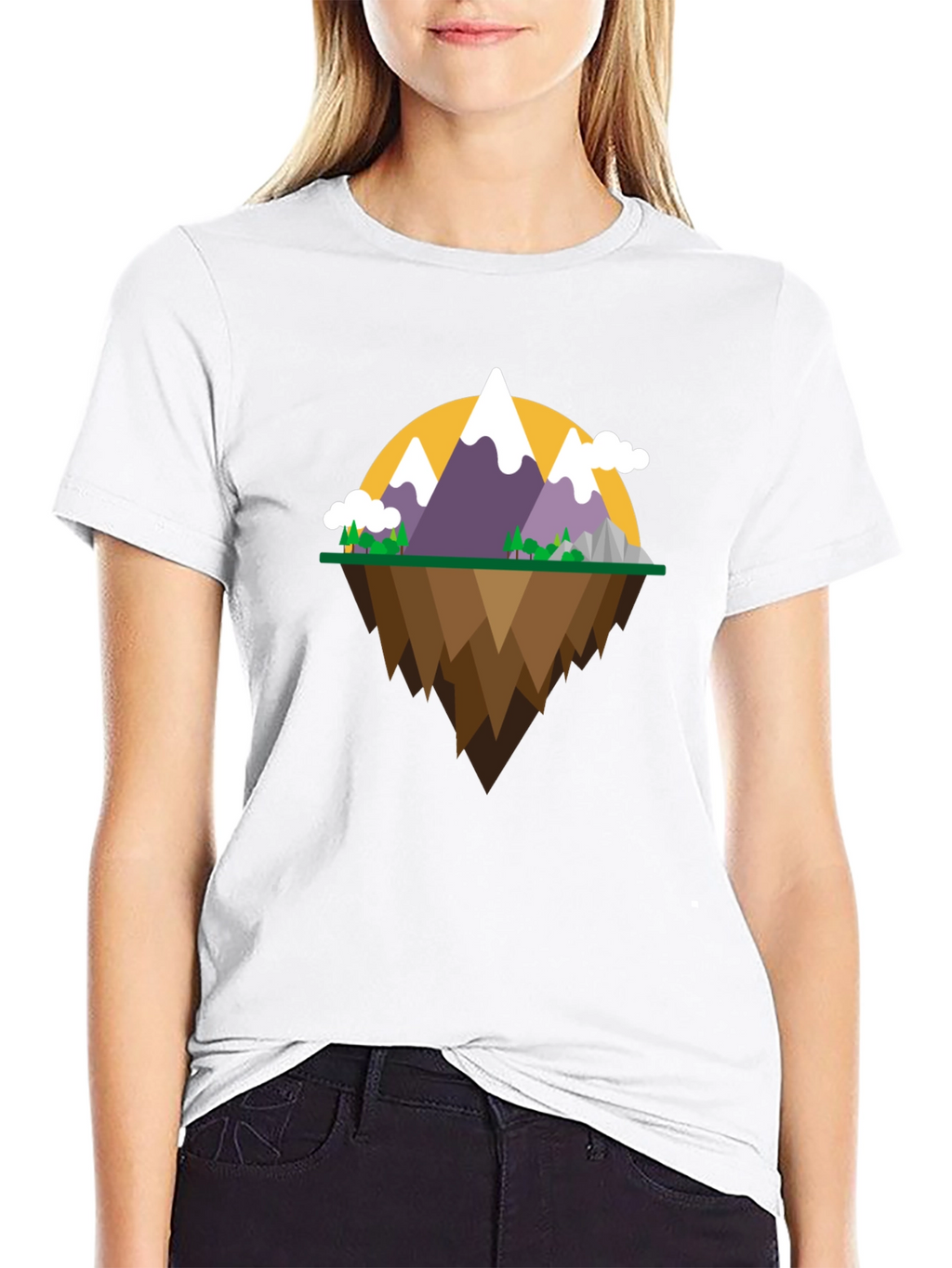 Mountain Island Graphic Tee - Black Cotton Shirt