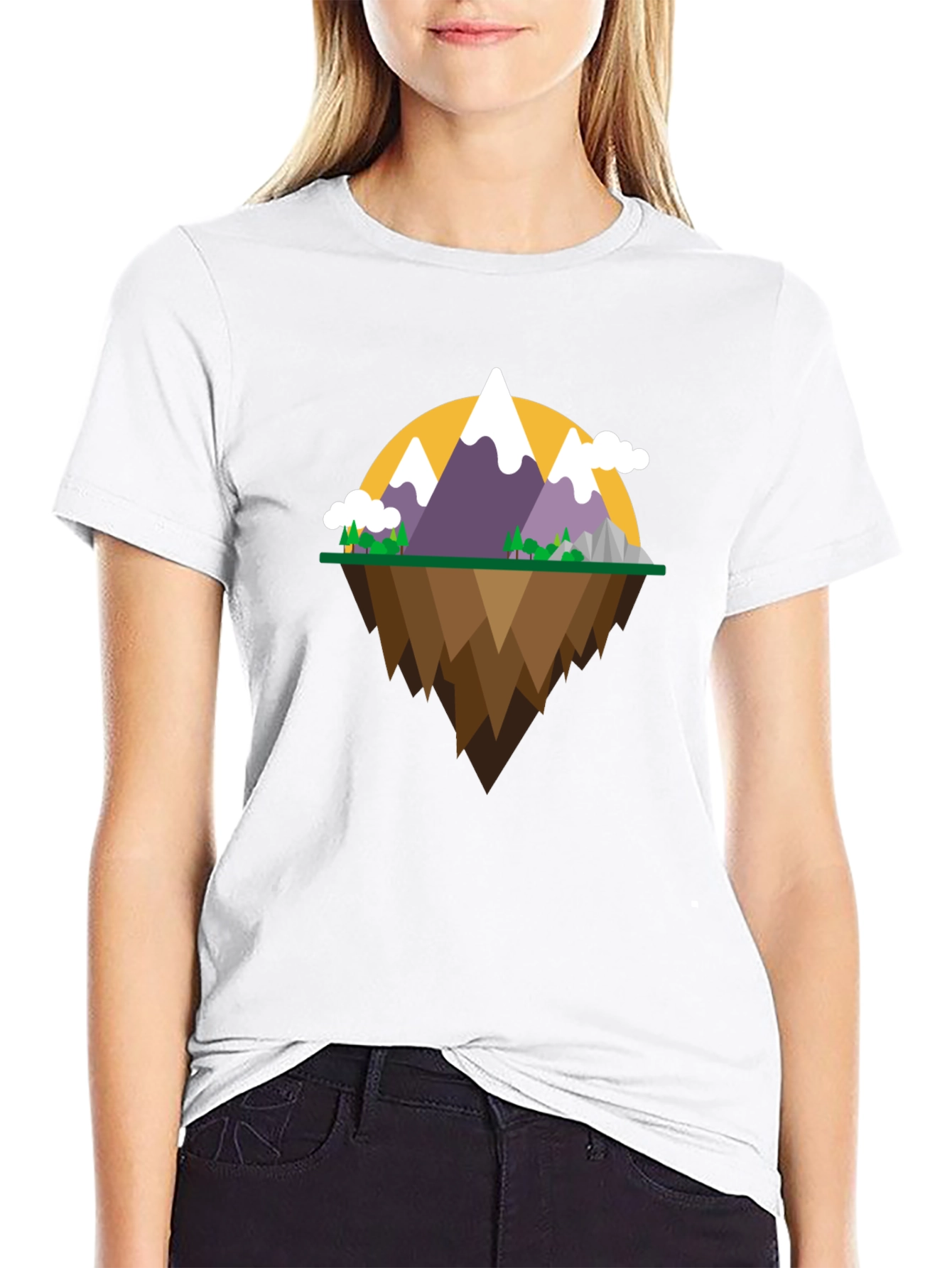 Mountain Island Graphic Tee - Black Cotton Shirt
