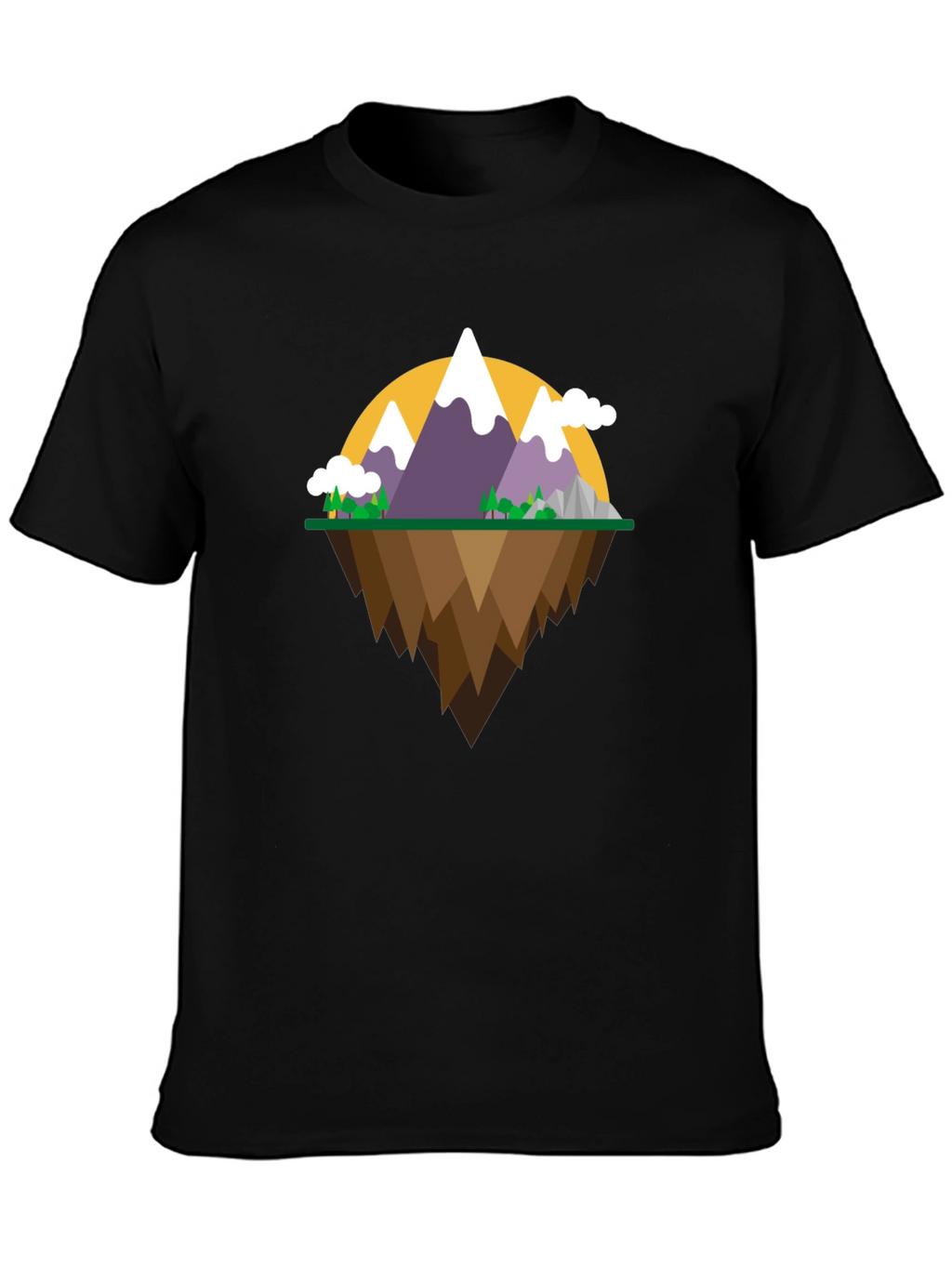 Mountain Island Graphic Tee - Black Cotton Shirt