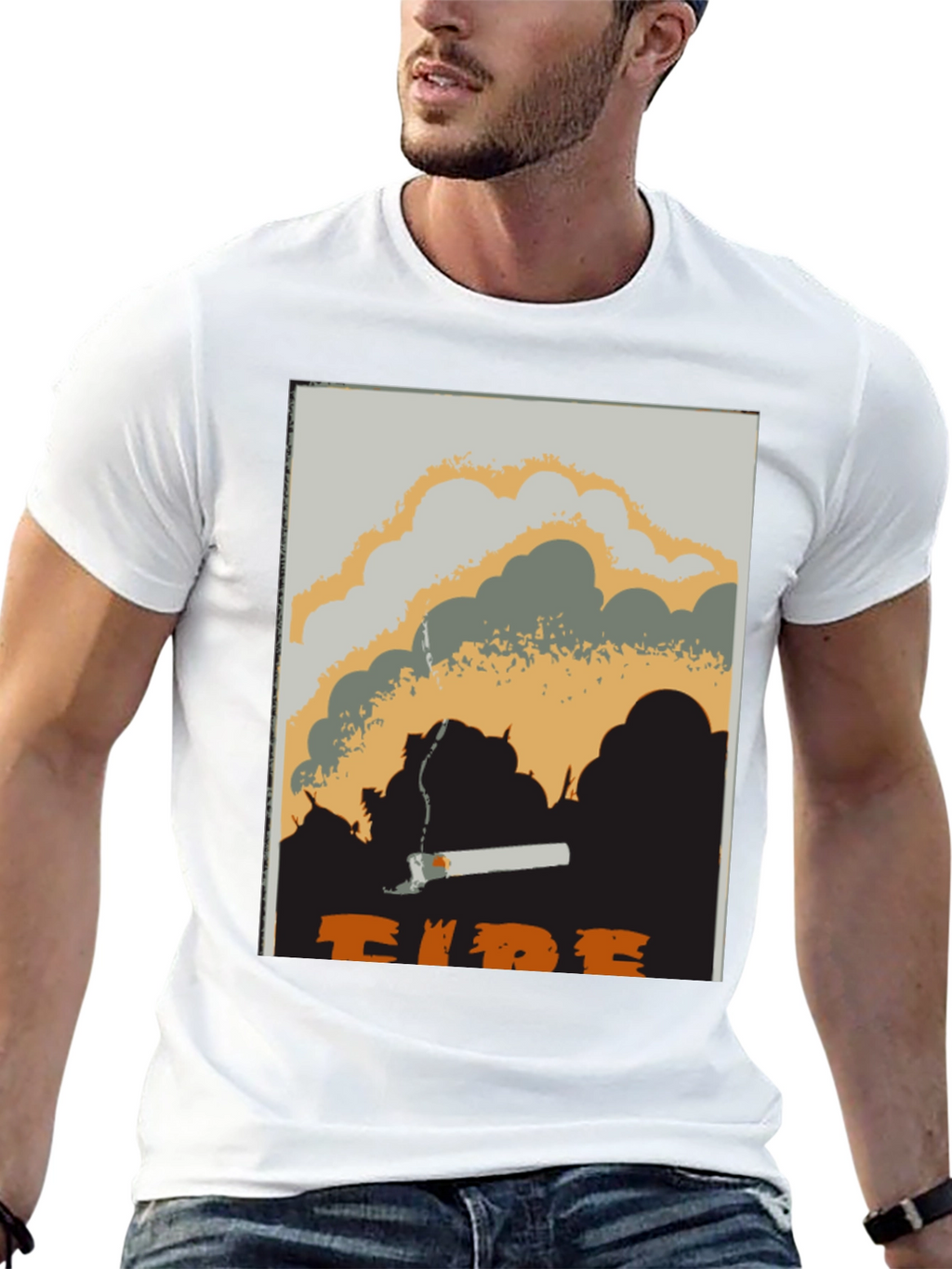 Unique Graphic Tee: Smoldering Cigarette Design