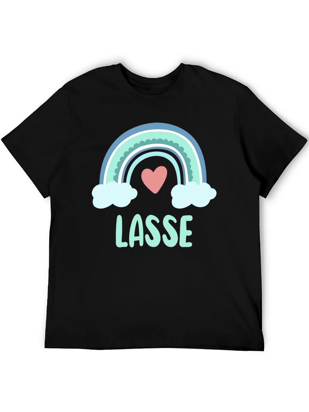 LASSE Rainbow Heart Graphic Black T-Shirt