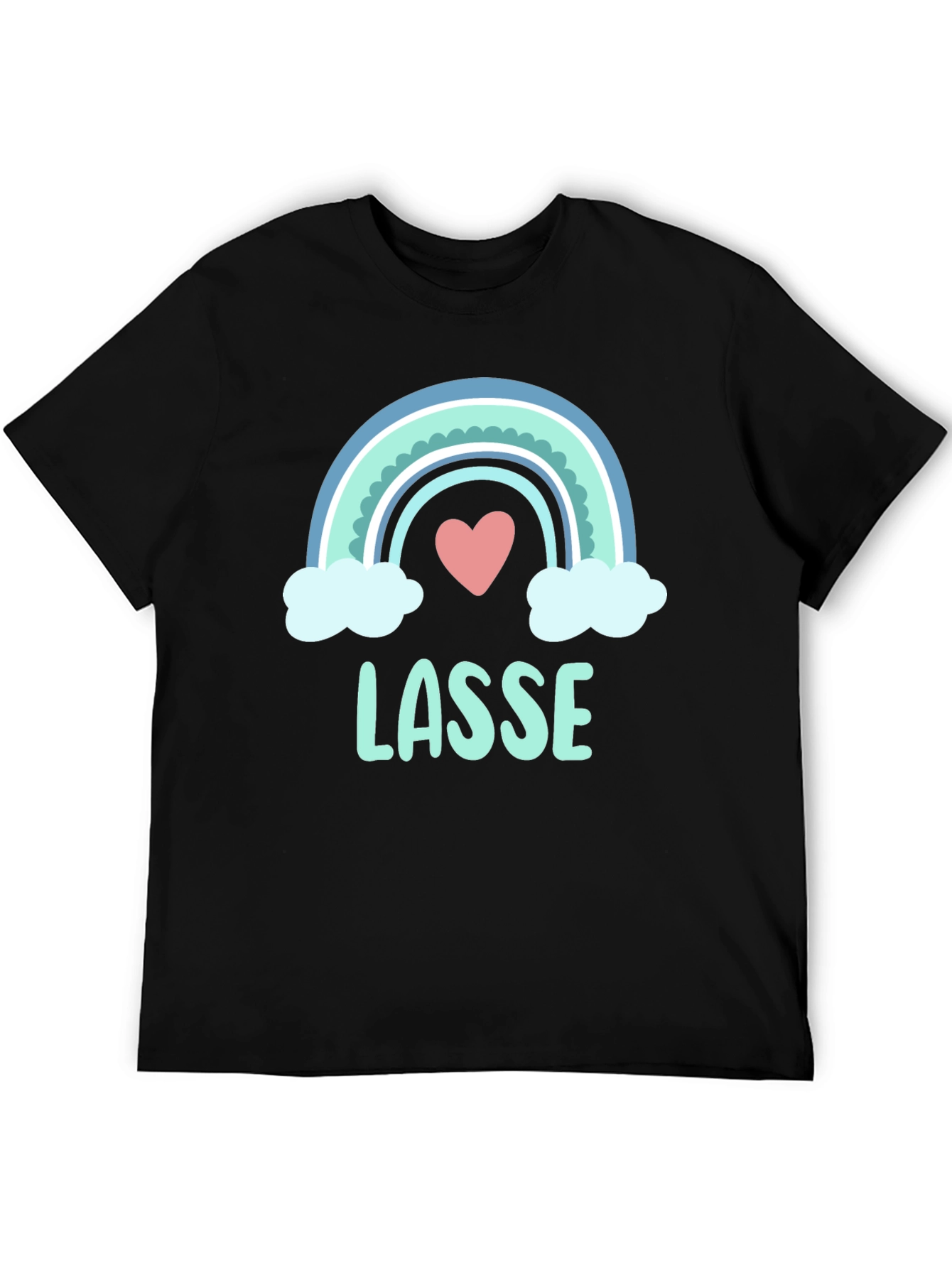 LASSE Rainbow Heart Graphic Black T-Shirt