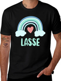 LASSE Rainbow Heart Graphic Black T-Shirt
