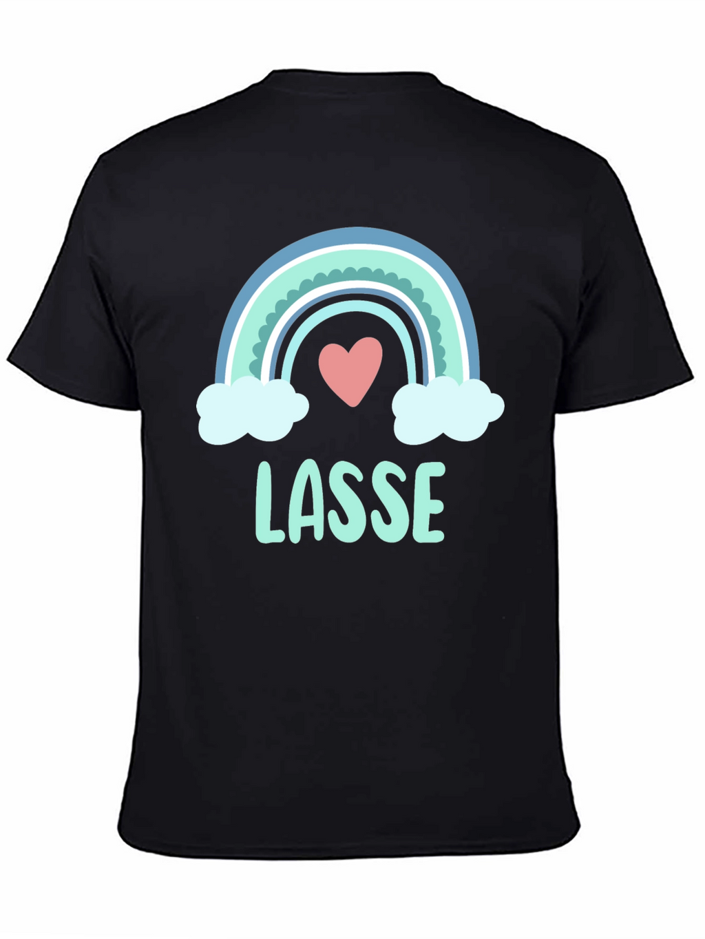 LASSE Rainbow Heart Graphic Black T-Shirt