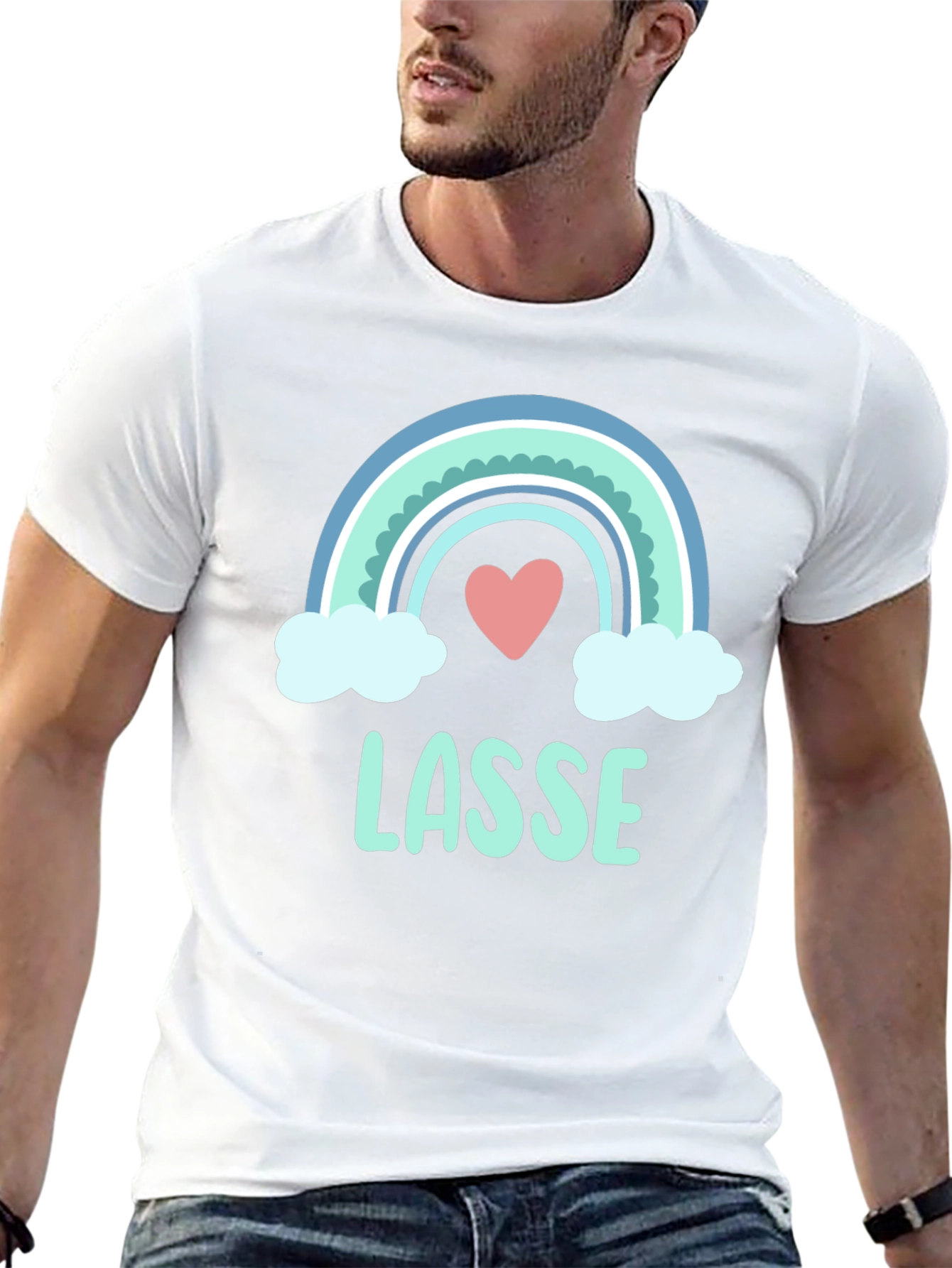 LASSE Rainbow Heart Graphic Black T-Shirt