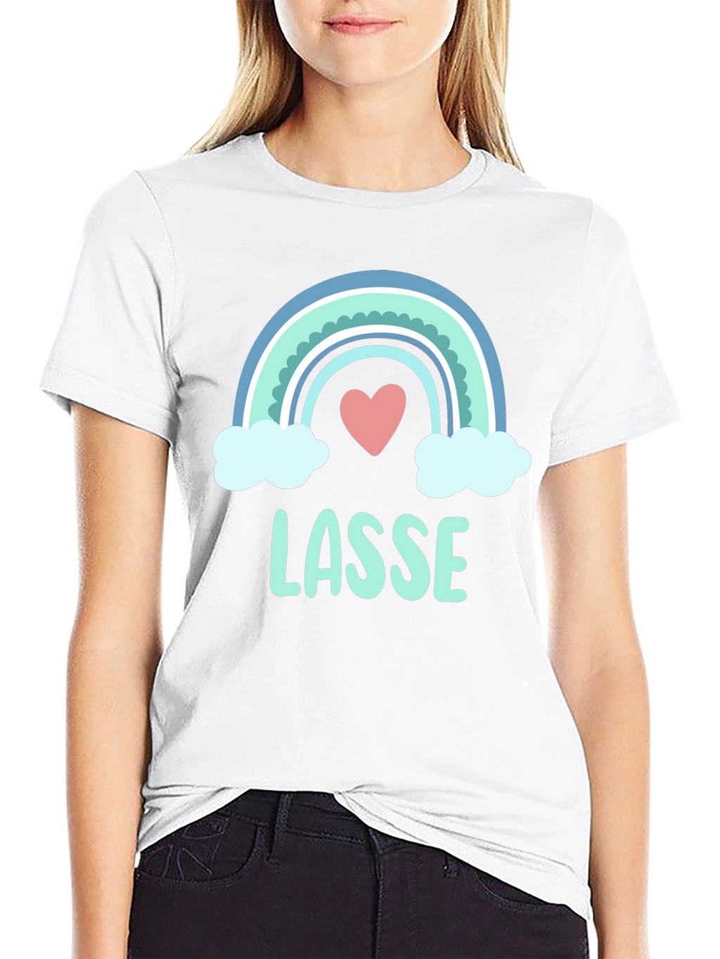 LASSE Rainbow Heart Graphic Black T-Shirt