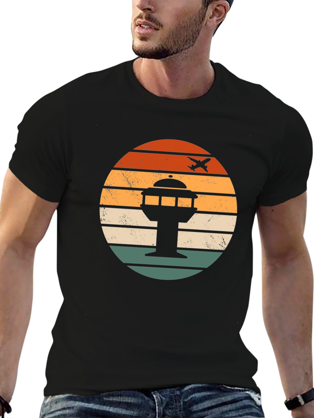 Airport Tower Retro Graphic T-Shirt